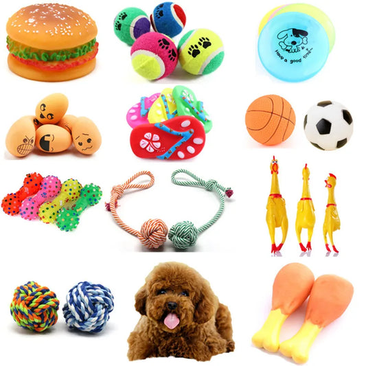 New Pet Toy Rubber Squeak Toys for Dog Screaming Chicken Chew Bone Slipper Squeaky Ball Dog Toys Tooth Grinding & Training Toy
