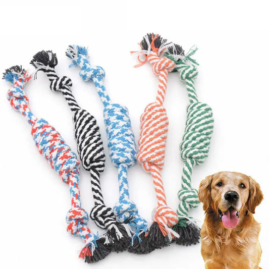 1Pcs Cotton Chew Pets dogs Toys Puppy Durable Braided Bone Knot Rope 27CM Tooth Cleaning Tool Pet Products Dropshipping Center